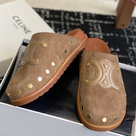 Celine Tan Suede Slippers - Picture 3 of 7